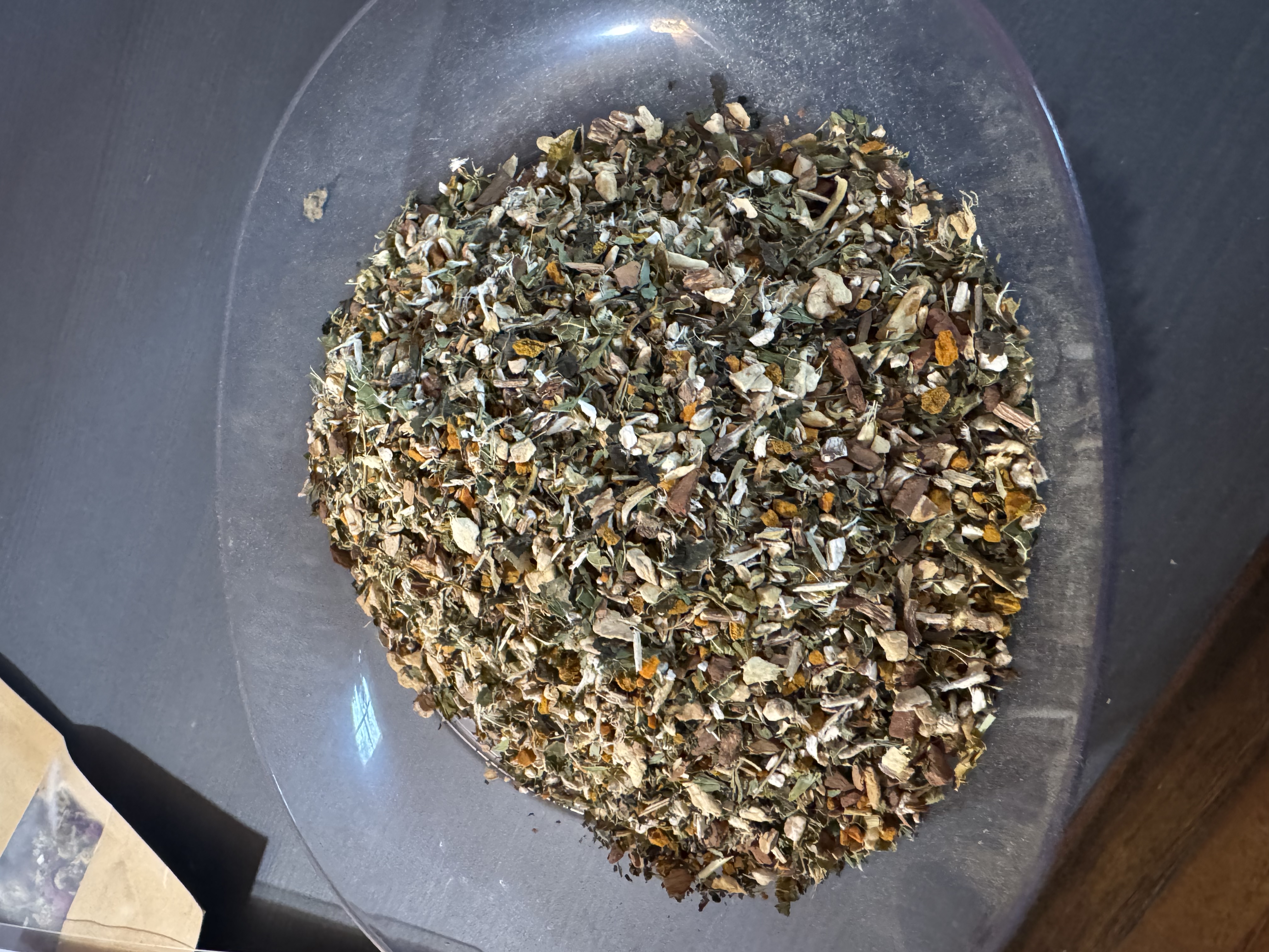 Herbal mixture on a plate